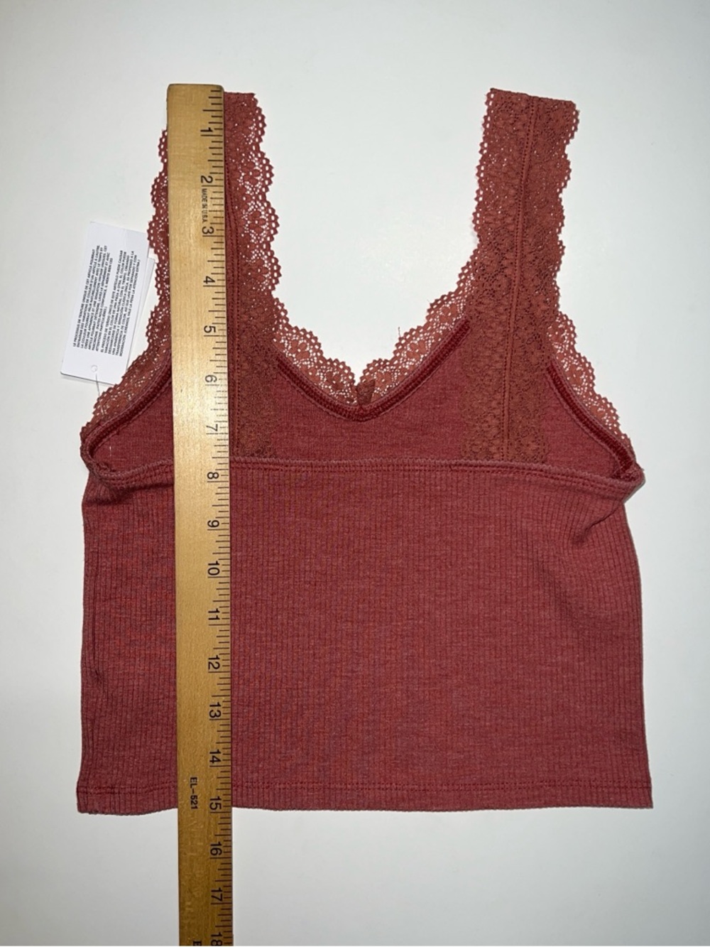 AEO Lace Trim Ribbed Tank Tops - Cream & Rust - Picture 3 of 4